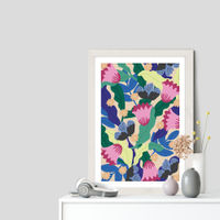 Jungle Leopard Floral Art Print White Frame | Bombinate Jungle Leopard Floral Art Print White Frame | Bombinate