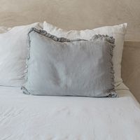 Light Grey Ruffled Linen Pillowcase | Bombinate
