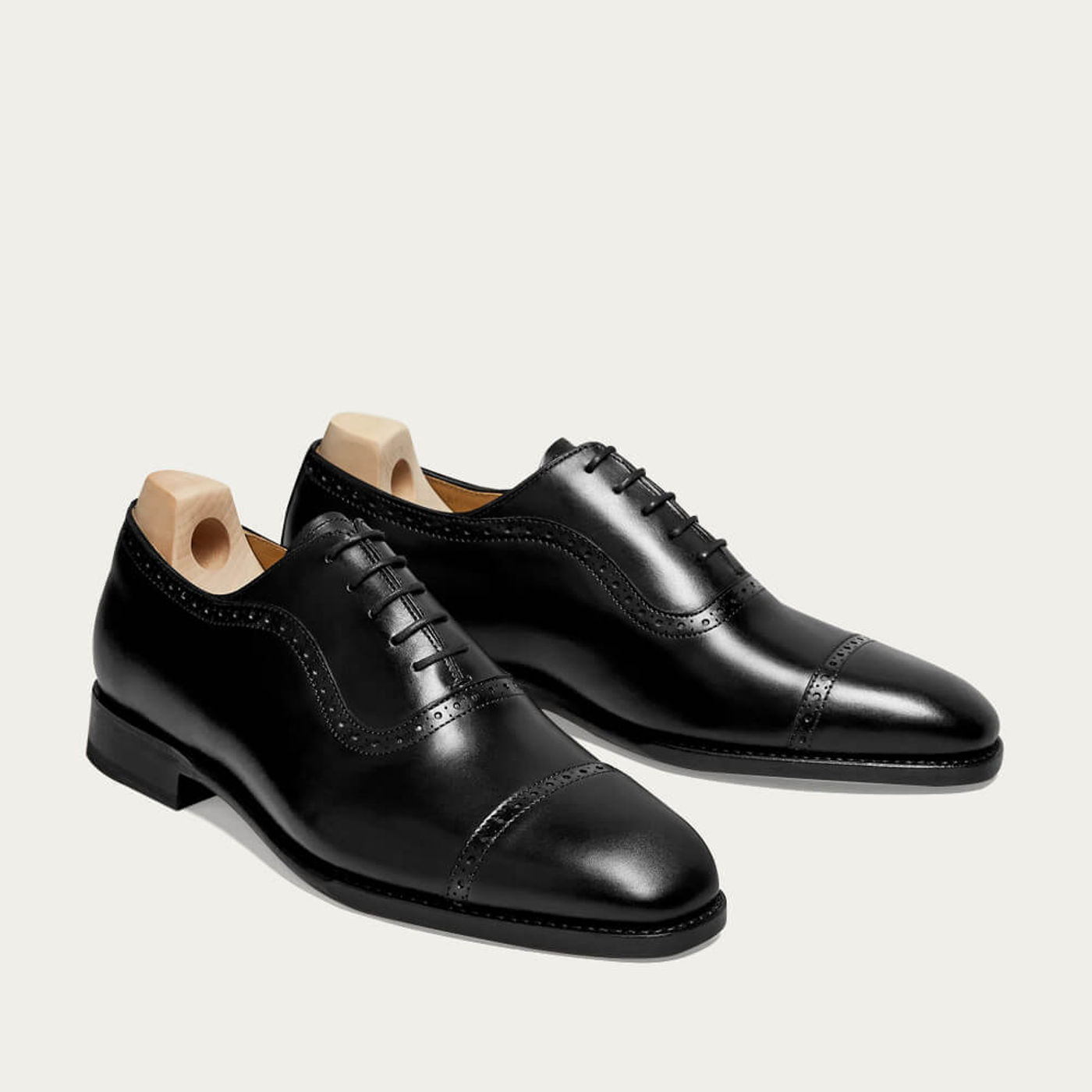 Black Skytteholm Calf Oxfords with Leather Sole | Bombinate