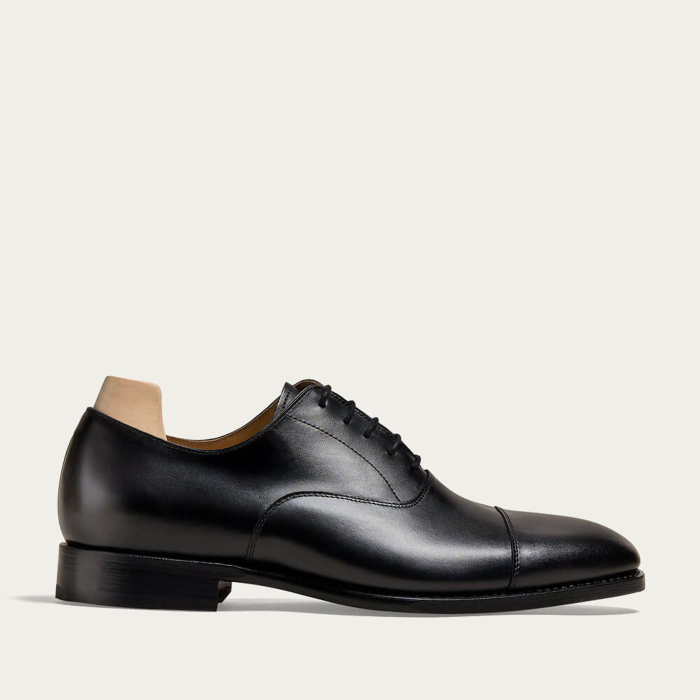 Black Äppelviken Calf Oxfords with Leather Sole | Bombinate