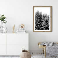 Snowy Christmas Trees Art Print Oak Frame | Bombinate Snowy Christmas Trees Art Print Oak Frame | Bombinate