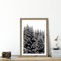 Snowy Christmas Trees Art Print Oak Frame | Bombinate Snowy Christmas Trees Art Print Oak Frame | Bombinate