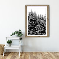 Snowy Christmas Trees Art Print Oak Frame | Bombinate Snowy Christmas Trees Art Print Oak Frame | Bombinate