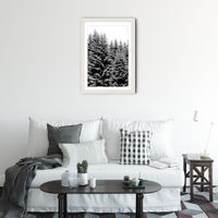 Snowy Christmas Trees Art Print White Frame | Bombinate