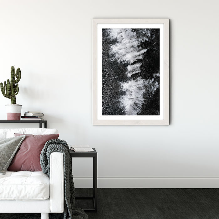 Albertine Baronius Black And White Water Cascade Art Print White Frame Bombinate