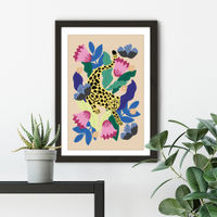 Jungle Leopard Art Print Black Frame | Bombinate