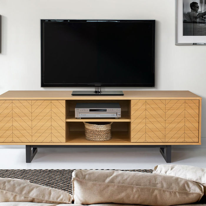 Woodman Oak Herringbone Print Camden Tv Unit Bombinate