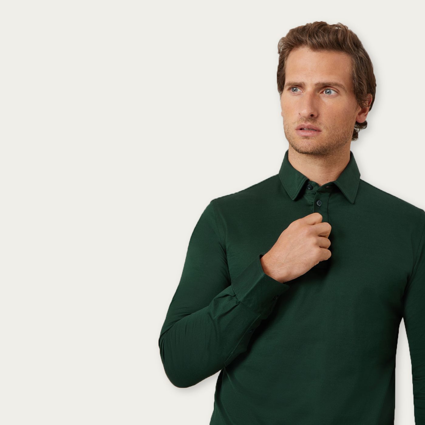 green long sleeve polo shirts