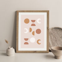Blush Moon Phases Art Print Oak Frame | Bombinate Blush Moon Phases Art Print Oak Frame | Bombinate