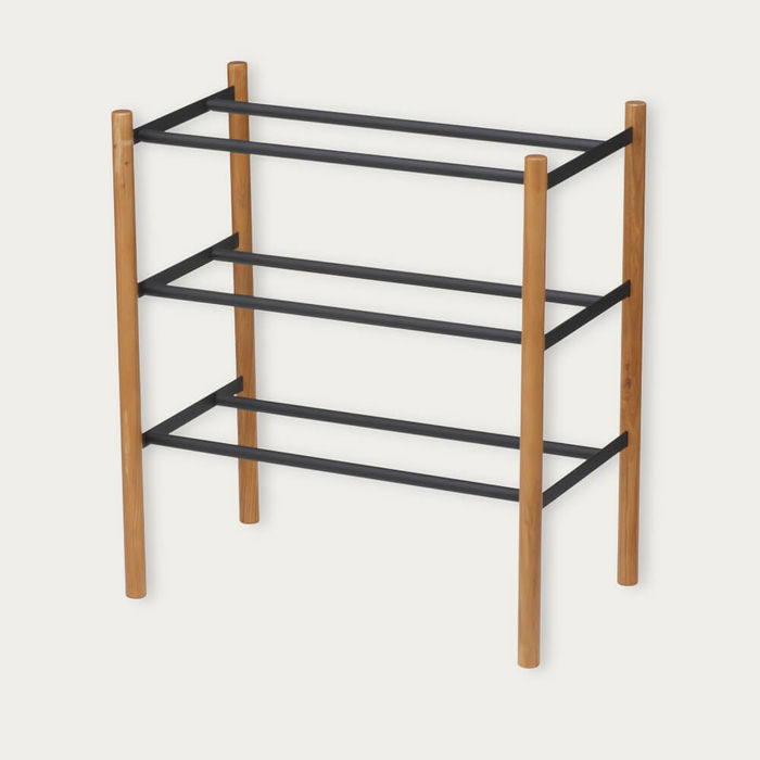 Yamazaki Black Plain 3 Tier Expandable Shoe Rack Bombinate