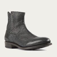 Black Flame Snake Leather Zipper Boots | Bombinate Black Flame Snake Leather Zipper Boots | Bombinate