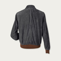 Charcoal McQueen A-2 Suede Blouson MTO | Bombinate Charcoal McQueen A-2 Suede Blouson MTO | Bombinate