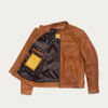 Cognac Café Racer Nubuck Leather Jacket | Bombinate