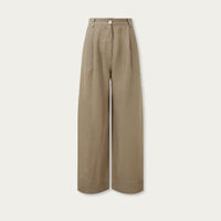 Taupe The Wabi Pleated Linen Trousers | Bombinate