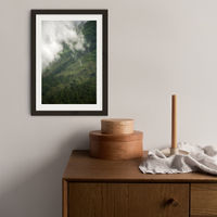Hiking Through Clouds & Fog Art Print Black Frame | Bombinate Hiking Through Clouds & Fog Art Print Black Frame | Bombinate