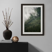 Hiking Through Clouds & Fog Art Print Black Frame | Bombinate Hiking Through Clouds & Fog Art Print Black Frame | Bombinate