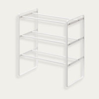 Yamazaki White Frame Extendable 3 Tiered Shoe Rack Bombinate