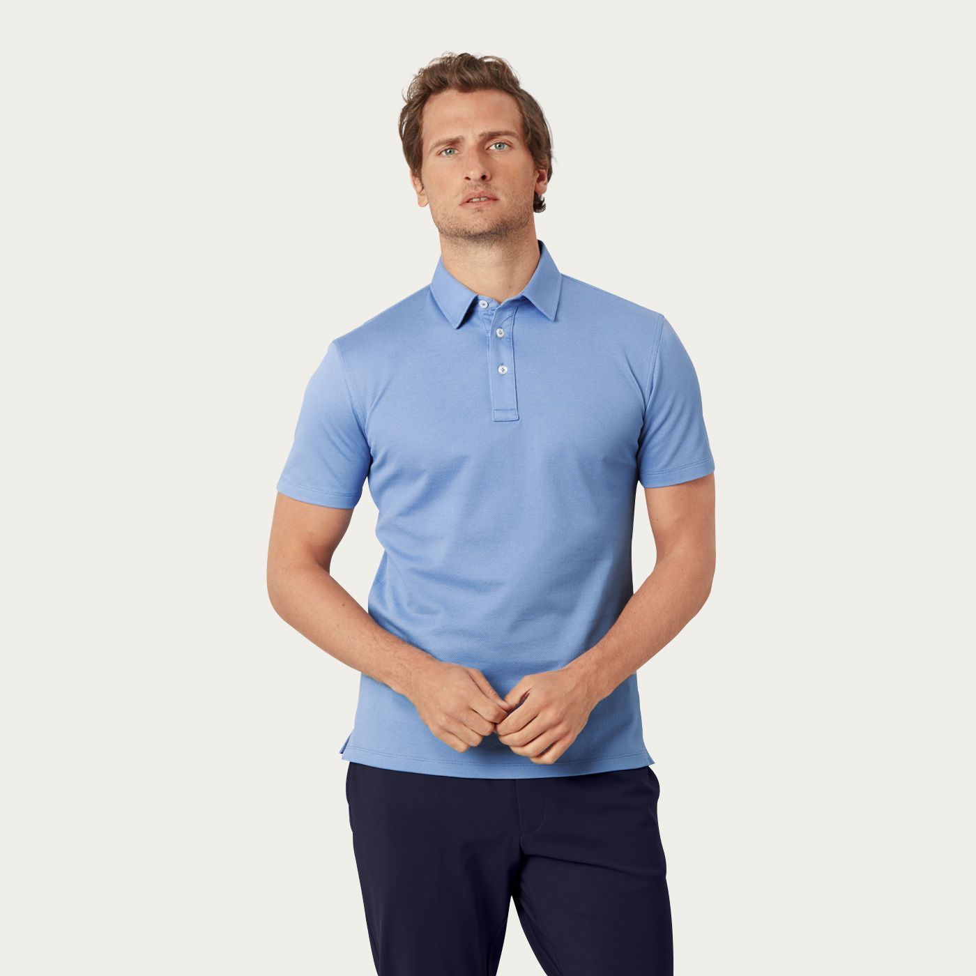 Côte d'Azur Blue Egyptian Cotton Polo