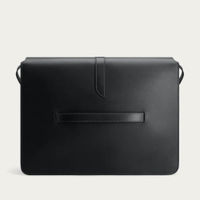Black with Grey Lining Montagu Leather Laptop Messenger Bag | Bombinate