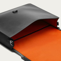Black with Orange Lining Montagu Leather Laptop Messenger Bag | Bombinate