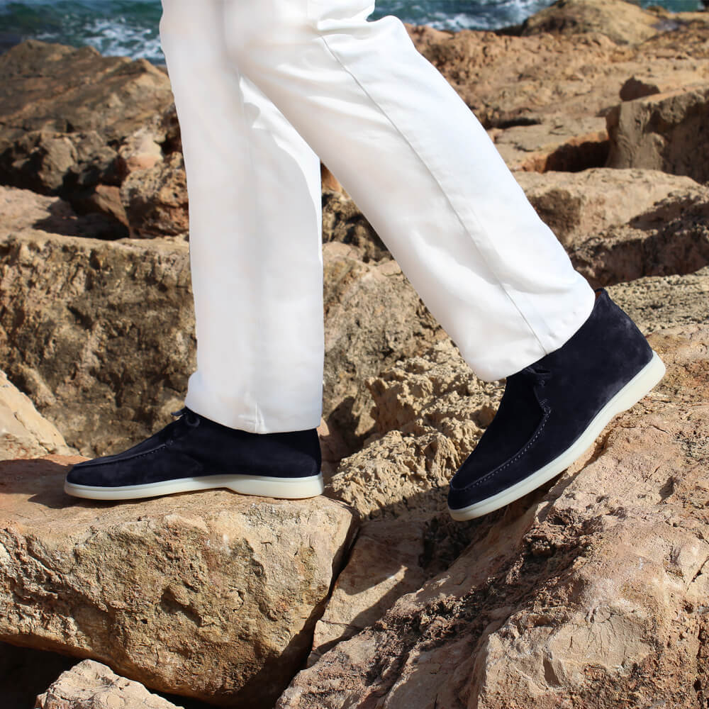 dark blue desert boots