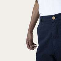 Navy Cotton High-Waist Chinos | Bombinate Navy Cotton High-Waist Chinos | Bombinate