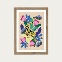 Jungle Leopard Art Print Oak Frame | Bombinate Jungle Leopard Art Print Oak Frame | Bombinate