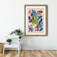 Jungle Leopard Art Print Oak Frame | Bombinate Jungle Leopard Art Print Oak Frame | Bombinate