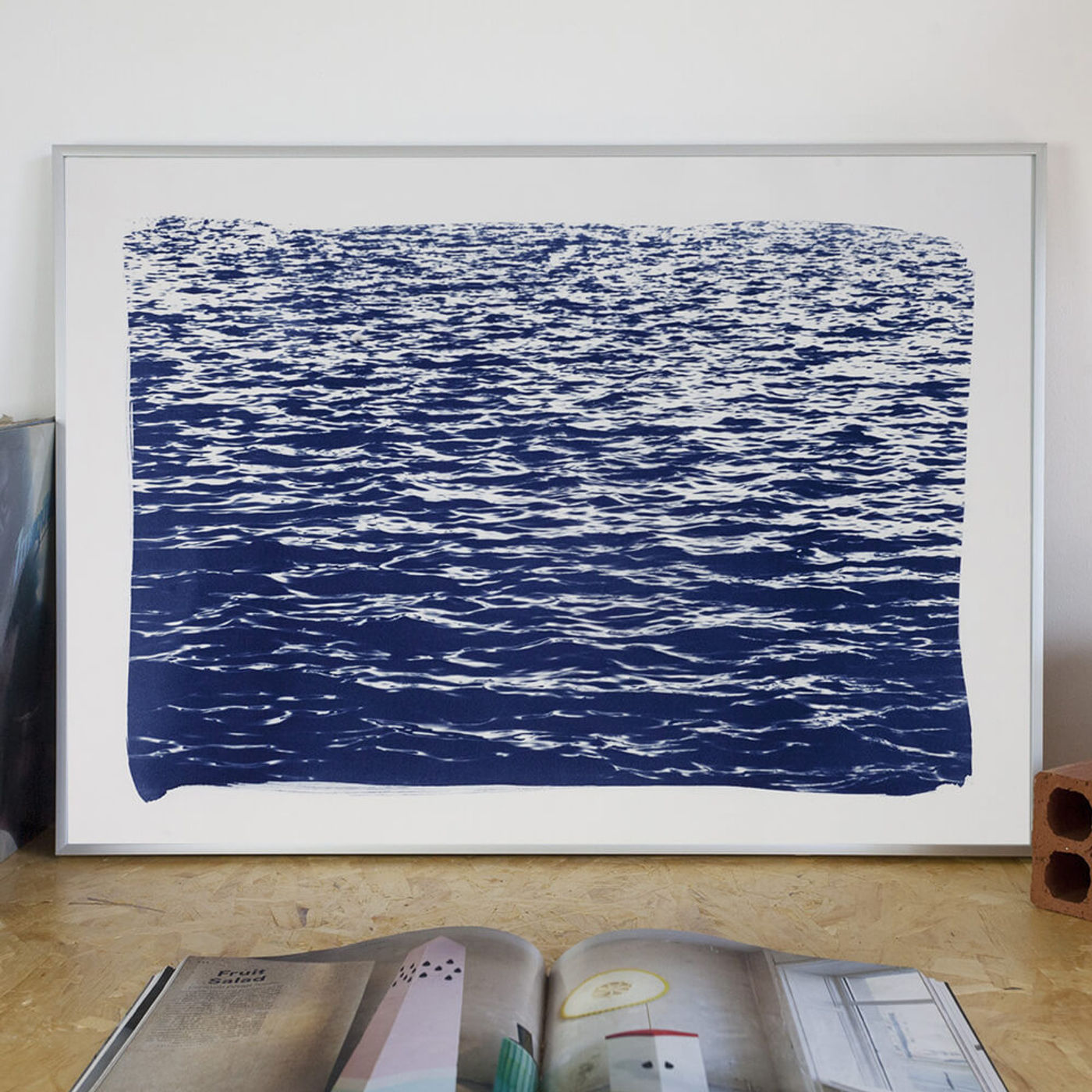 Mediterranean Blue Sea Waves Handmade Cyanotype Art Print | Bombinate