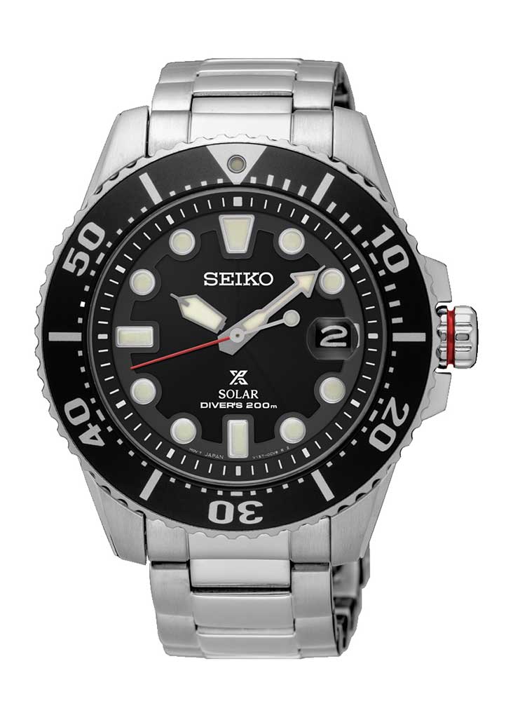 Seiko Prospex Diver Mens Black Dial and Steel Watch