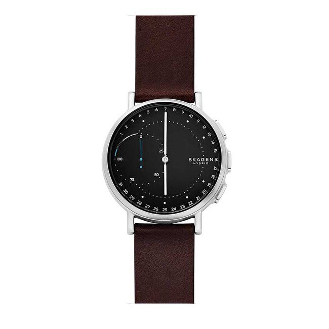 skagen connected hybrid smartwatch with leather band