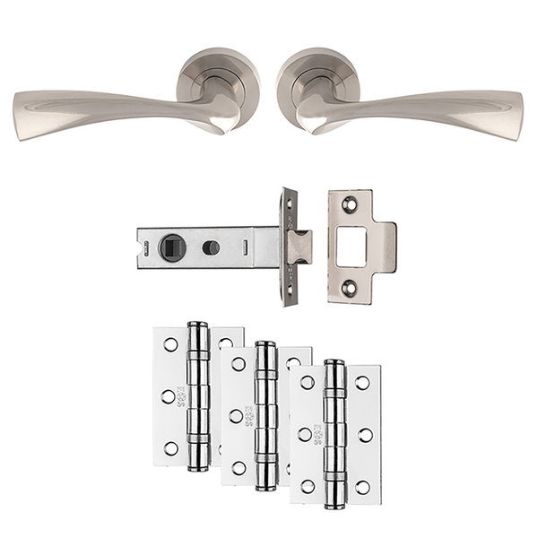 Sintra Ultimate Door Handle and Latch Pack Satin Nickel