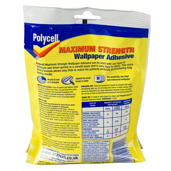 Polycell Wallpaper Paste Adhesive, Maximum Strength Easy Mix Wall Paper  Paste