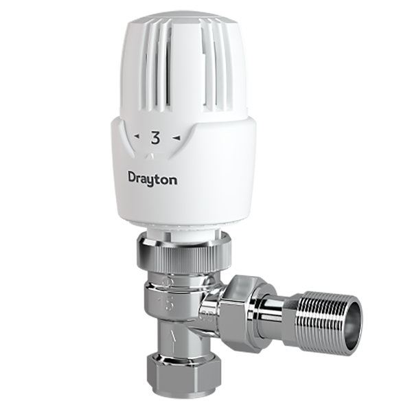 Altecnic Angled Radiator Valve inc Drain Off - 15mm - White/Chrome