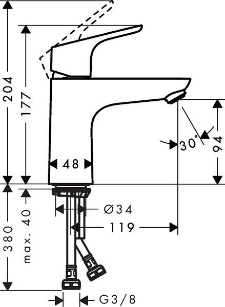 Hansgrohe Focus 100 Basin Mixer Tap without Waste - 31517000