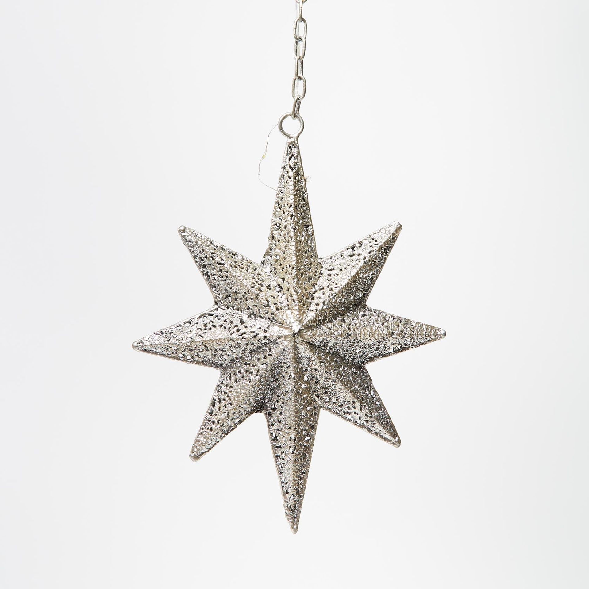 Antique Silver LED Star Bauble