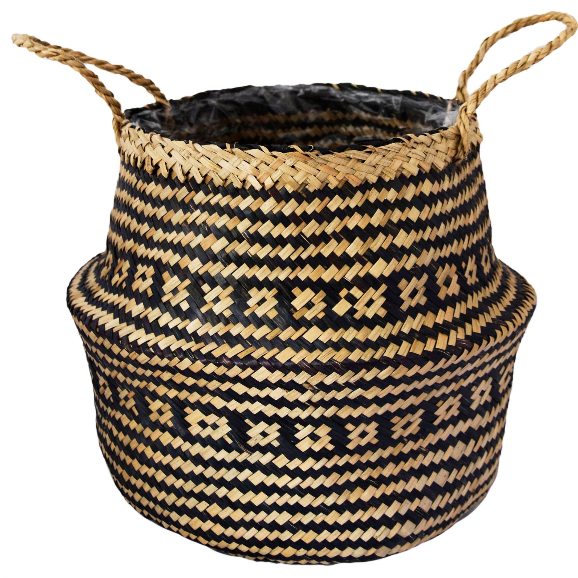 Tribal Black Seagrass Lined Basket