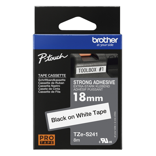 TZES241 18mm Blk On Wt Strong Label Tape