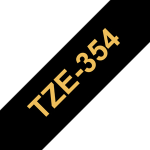 Brother, TZE354 24mm Gold On Black Label Tape