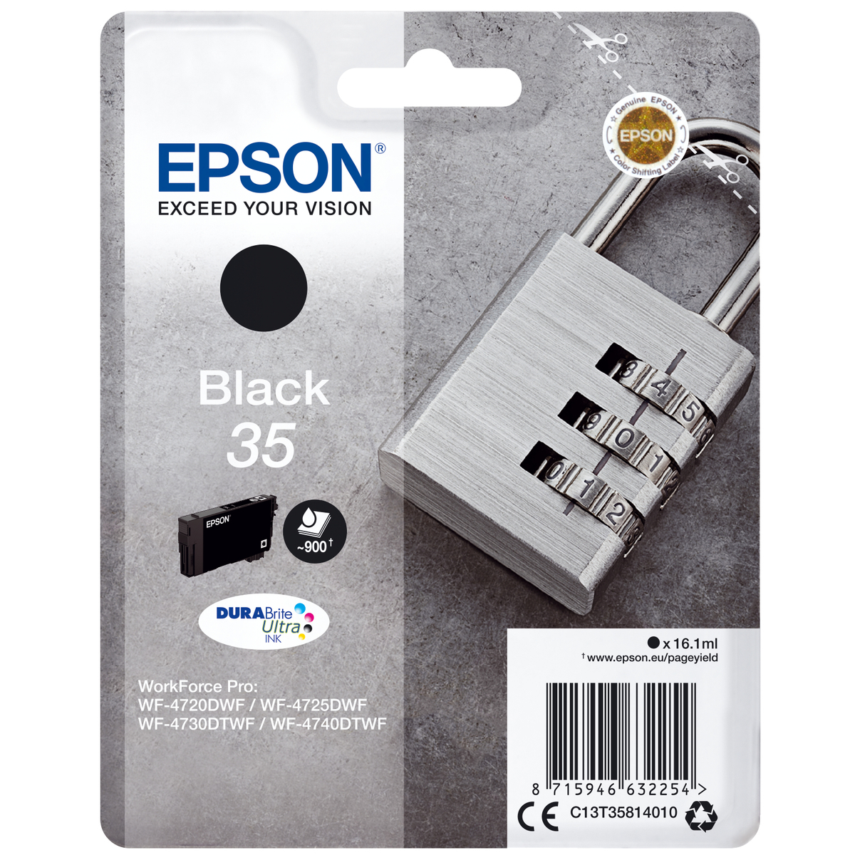 35 Padlock Black  Ink Cartridge 16ml