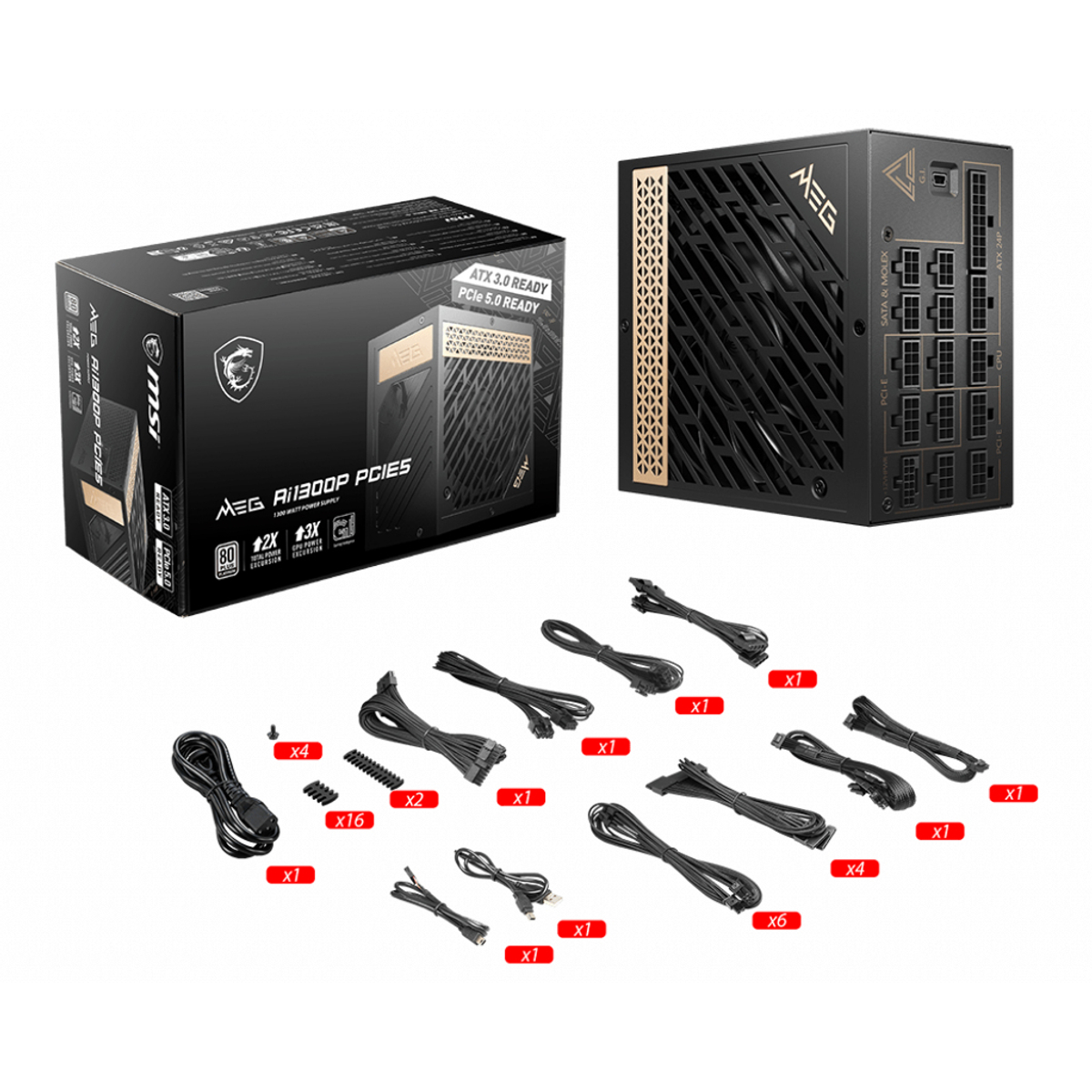 PSU 1300W MEG Ai1300P PCIE5 MOD 80+ Plat