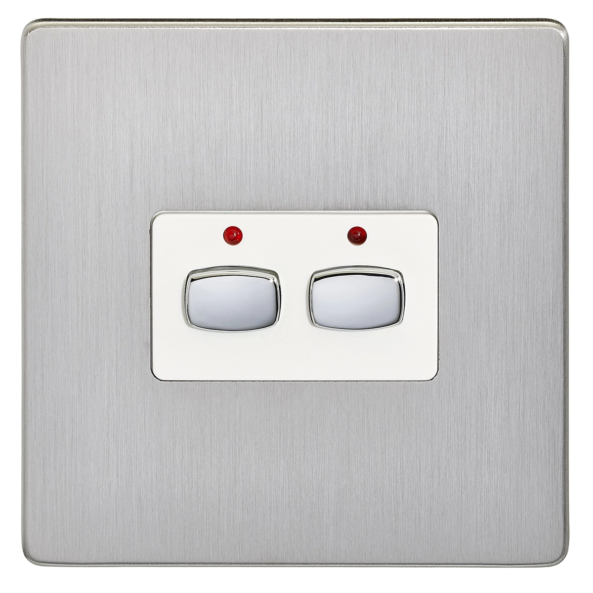 MiHome Brushed Steel 2 Gang Light Switch