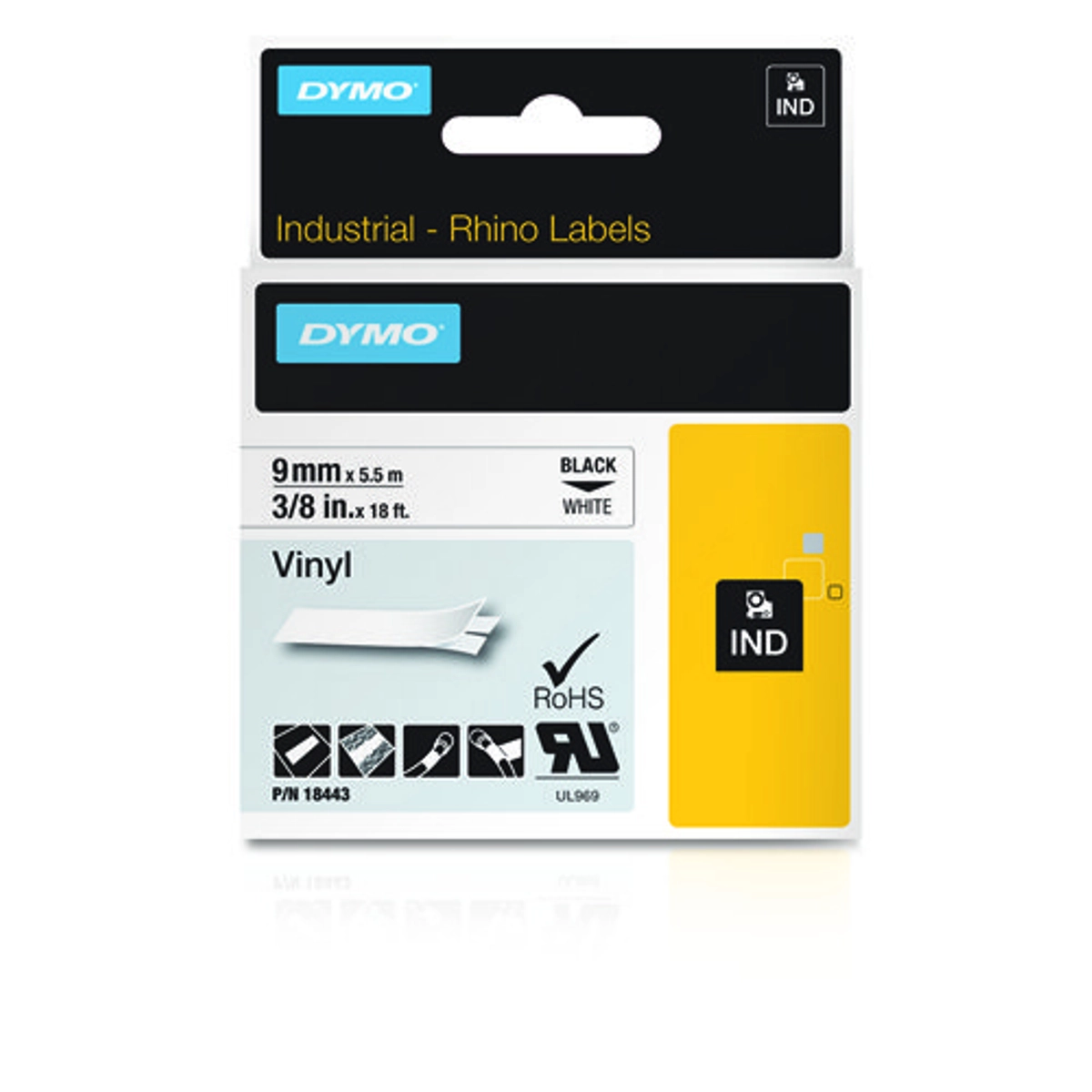 Rhino Indust Vinyl Tape 9mmX5.5m Bk