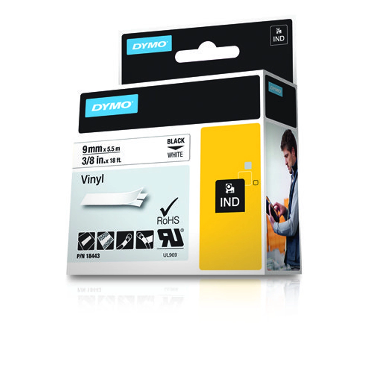 Rhino Indust Vinyl Tape 9mmX5.5m Bk