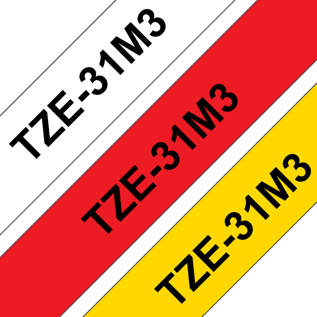 TZE31M3 12mm 3 Pack assorted Label Tape