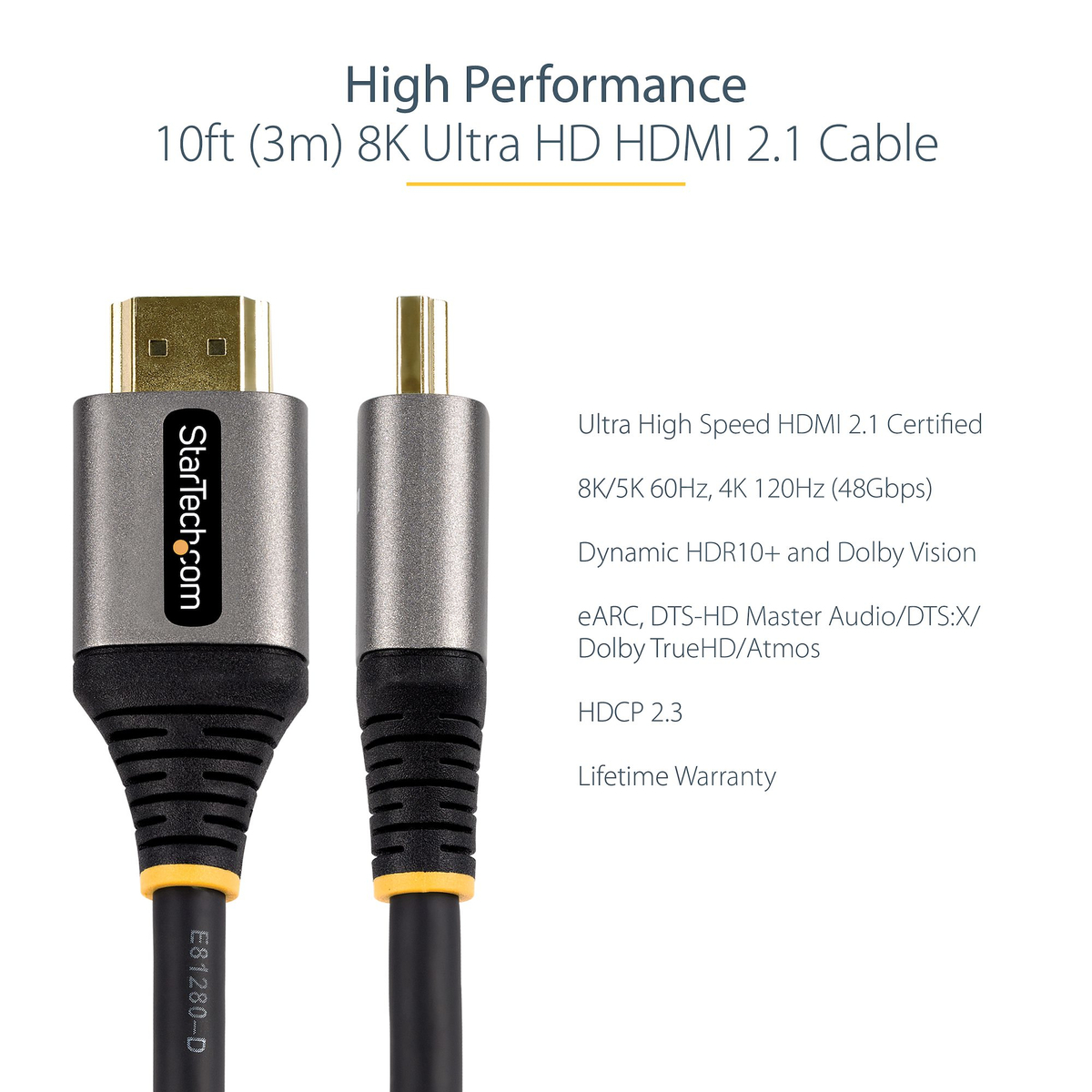 10ft 3m Certified HDMI 2.1 Cable - 8K/4K