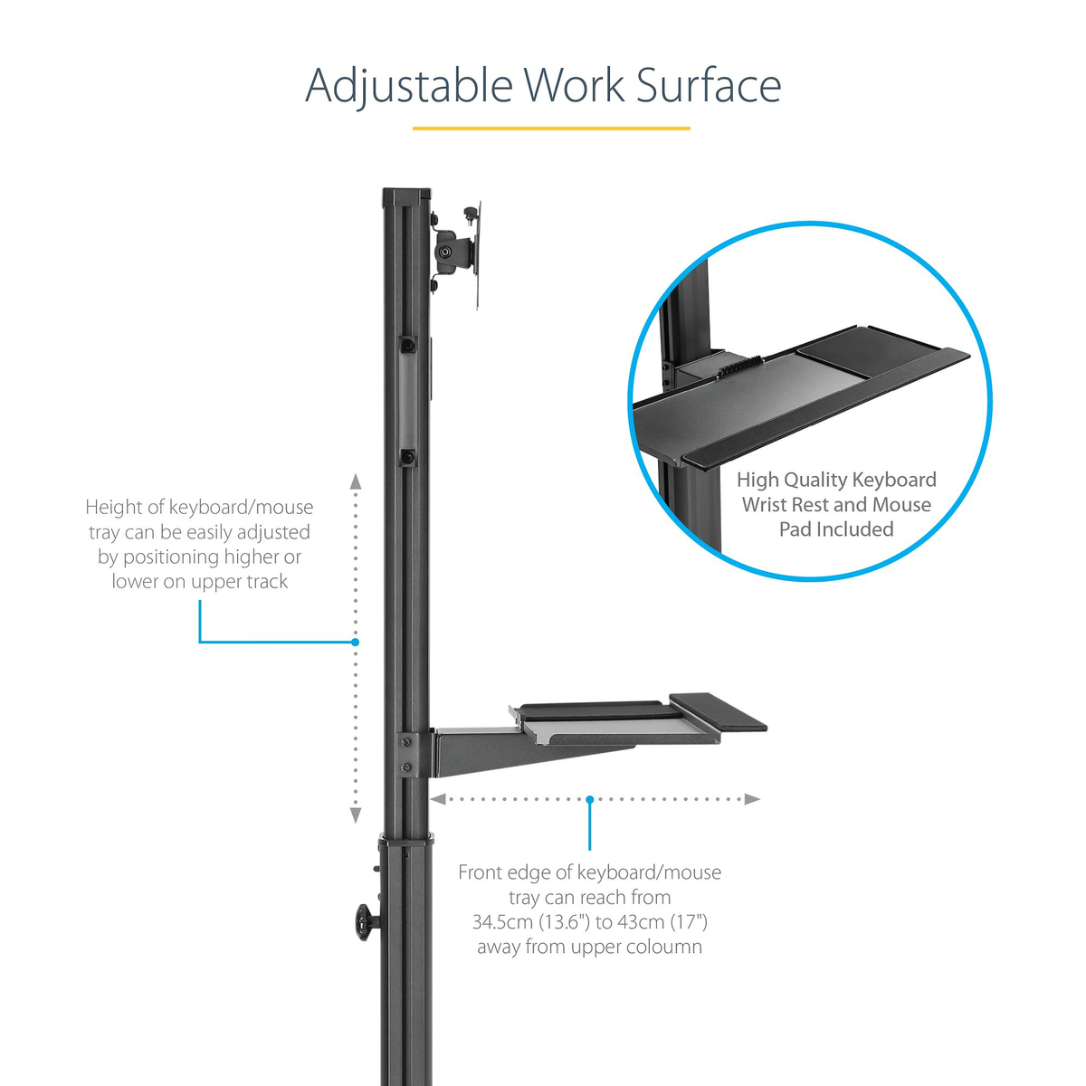 Mobile Workstation Cart w/ Monitor Mount