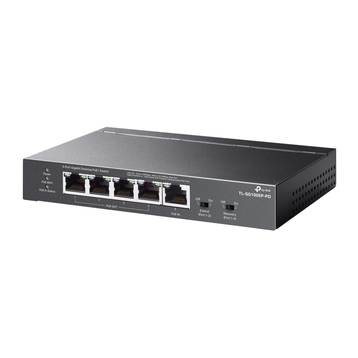 5-Port G 1-Port PoE++ In 4-Port PoE+ Out