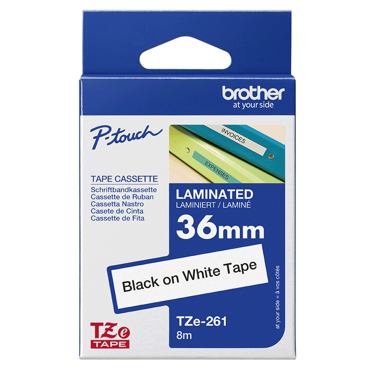 TZE261 Black On White Label Tape