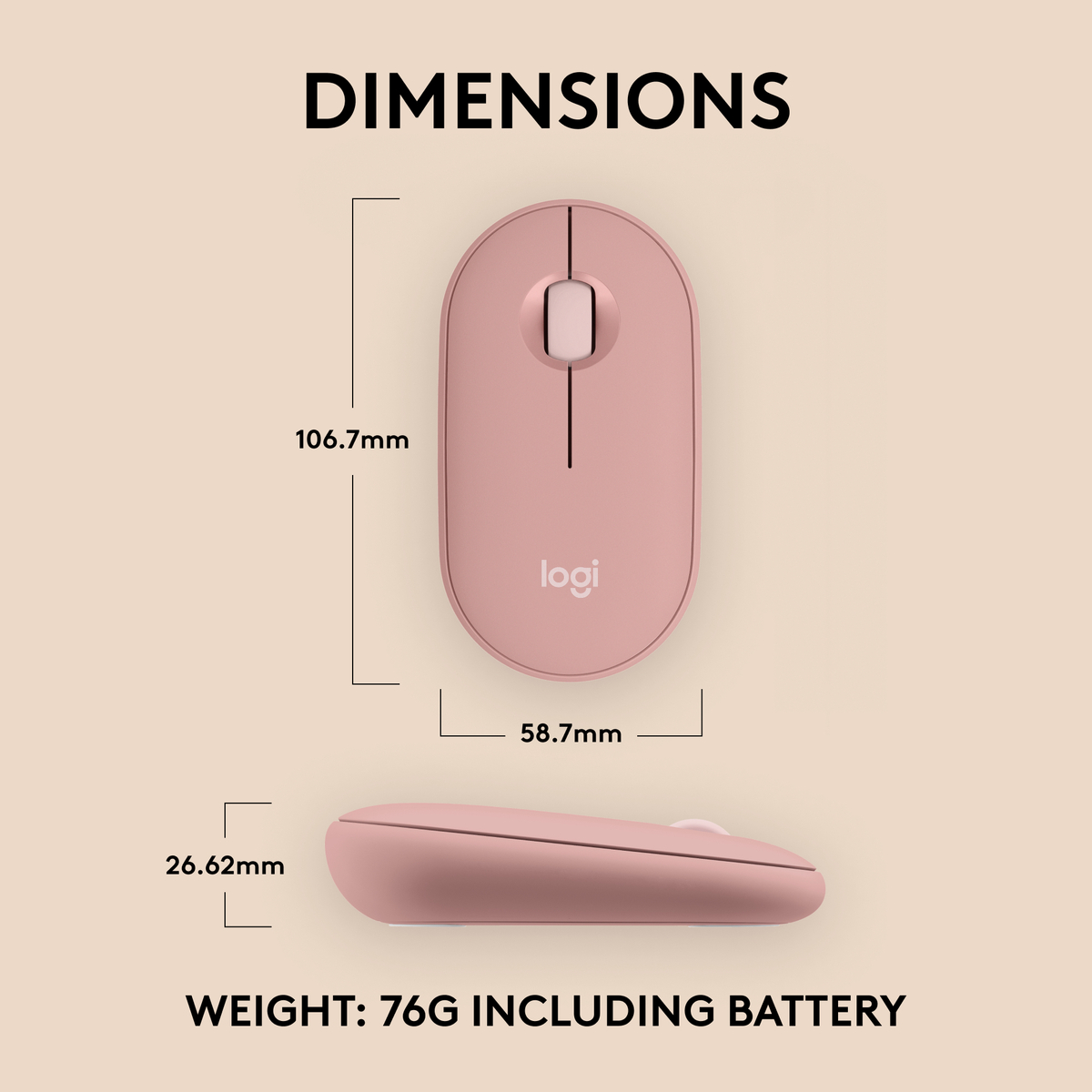 Pebble Mouse 2 M350s - Tonal Rose